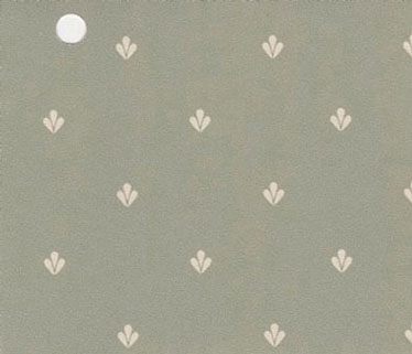 Dollhouse Miniature Pre-pasted Wallpaper, White On Green